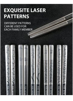 KASTWAVE Stainless Steel Chopsticks, Silver Reusable Chopsticks, Dishwasher Safe Metal Chopsticks Square Lightweight Chop Sticks, Gift Set 5 Pairs  - Image 2