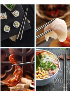 KASTWAVE Stainless Steel Chopsticks, Silver Reusable Chopsticks, Dishwasher Safe Metal Chopsticks Square Lightweight Chop Sticks, Gift Set 5 Pairs  - Image 4