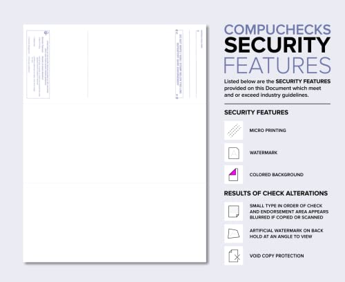 Compuchecks Check on Top Blank Check Paper - 250 Pack, Quick-Books & Laser Printer Compatible - Security Business Checks with Voucher - 8.5" x 11" Blue Marble - Image 2