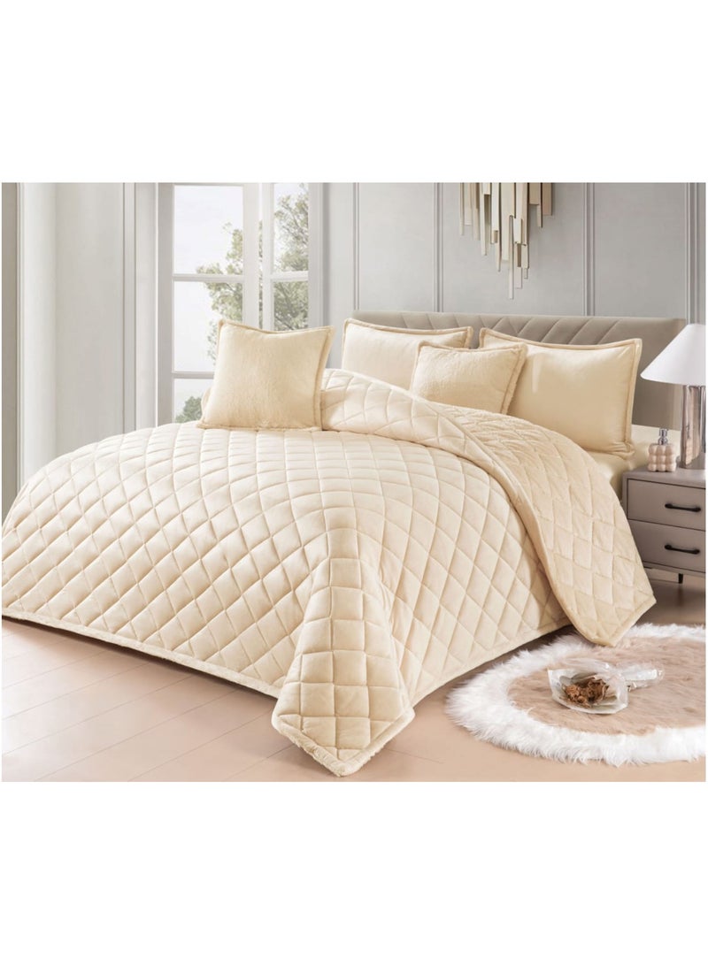 مينج لي طقم لحاف شتوي نفرين نظام وجهين وجه مخمل وجه فرو ناعم نظام 6قطع لحاف مقاس 230* 250سم - Image 1