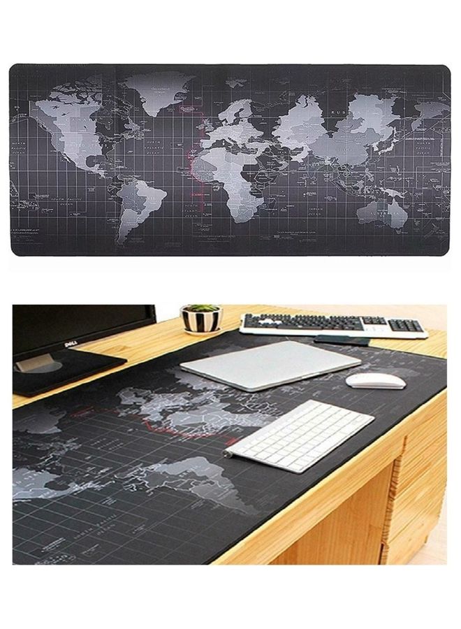 MARGOUN World Map Mouse Pad Large Gaming Mouse Pad Non-Slip Rubber Waterproof Desktop Mat Suitable for Keyboard Computer Laptop Gamers 80x40cm Grey/Black - Image 1