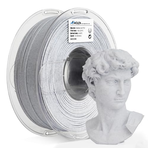 AMOLEN PLA 3D Printer Filament, Pla Filament Marble PLA Filament 1.75mm Marble White Stone 3D Printing Filament for Home Decor, 1KG/2.2lb - Image 1