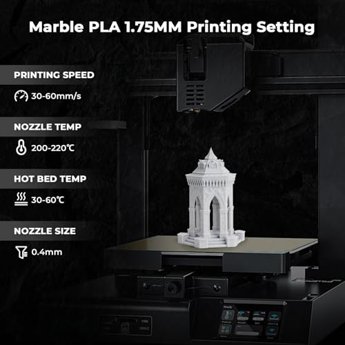AMOLEN PLA 3D Printer Filament, Pla Filament Marble PLA Filament 1.75mm Marble White Stone 3D Printing Filament for Home Decor, 1KG/2.2lb - Image 5