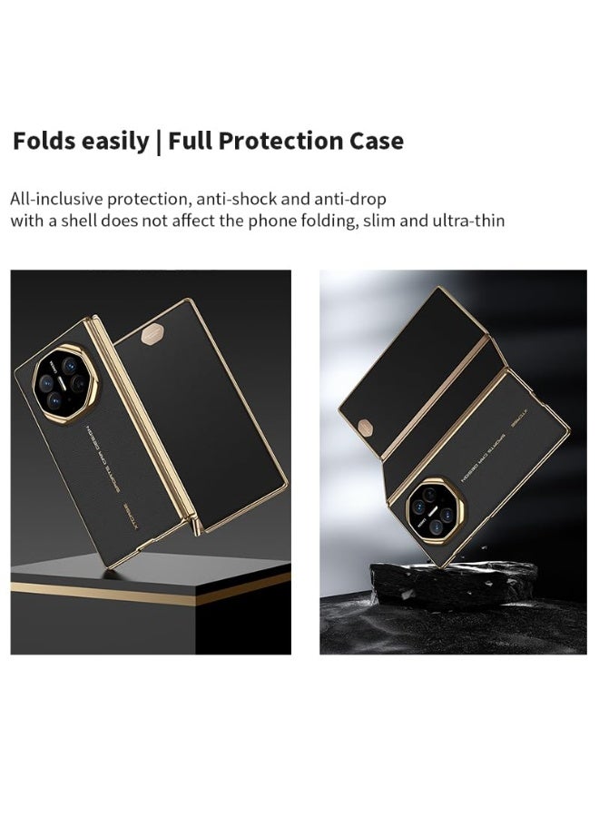 for Huawei Mate XTs Case 【Compatible with MagSafe  Support Wireless Charge】, Electroplated Frame Premium Leather Case Shockproof Full protection cover Ultra Thin Case for Huawei Mate XTs - Image 2