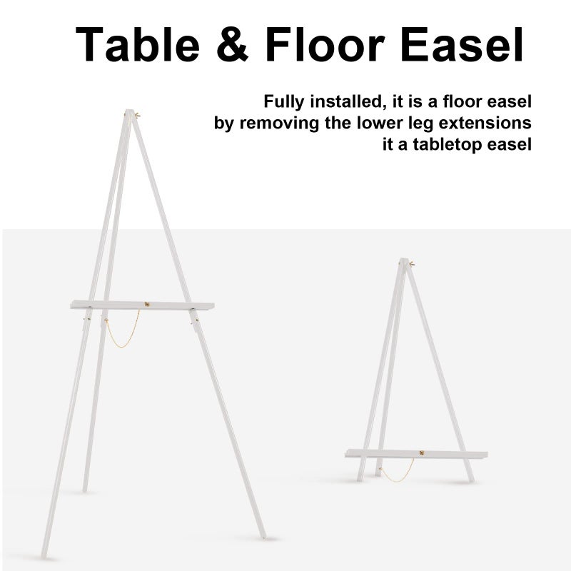 Falling in Art 65" A-Frame Tripod Easel Stand, Wooden Display Easel with Adjustable Canvas Holder, Floor Easel for Wedding Signs, Posters, Paintings, Artwork(White) 1 Pack - Image 5