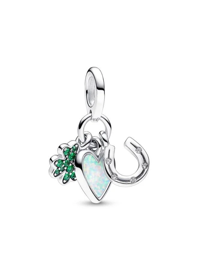 PANDORA Four Leaf Clover, Heart and Horseshoe Triple Dangle Charm