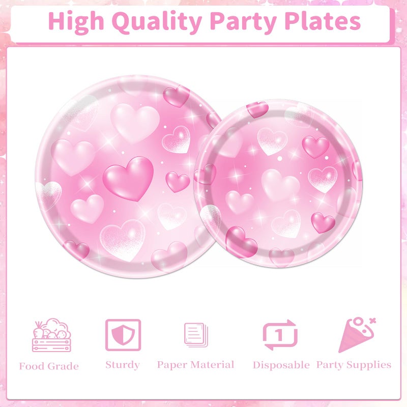 Rakuto 96PCS 2000s Party Decorations - Y2k Heart Disposable Paper Plates and Napkins Tableware Set Party Decoration Y2k 90s Forks Decor for Birthday Wedding Party Supplies  Serve 24 - Image 4