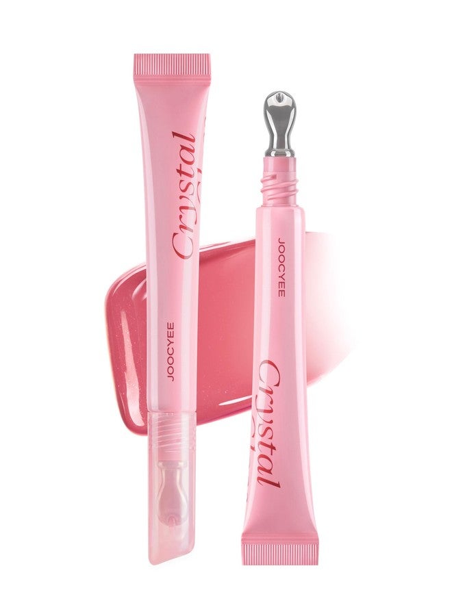 Joocyee Crystal Lip Gloss Hydrating Essence Tinted Nourishing Lip Serum with Ice Cube Metal Tip Applicator Sheer Watery Glow Moisturizing Makeup for Dry Lips - Peach Jelly - Image 1