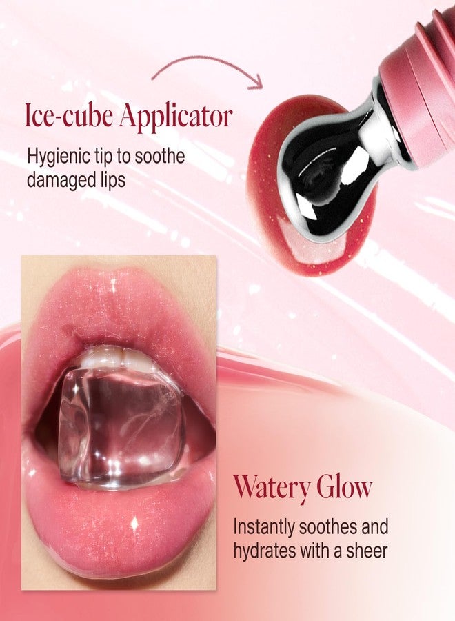 Joocyee Crystal Lip Gloss Hydrating Essence Tinted Nourishing Lip Serum with Ice Cube Metal Tip Applicator Sheer Watery Glow Moisturizing Makeup for Dry Lips - Peach Jelly - Image 3