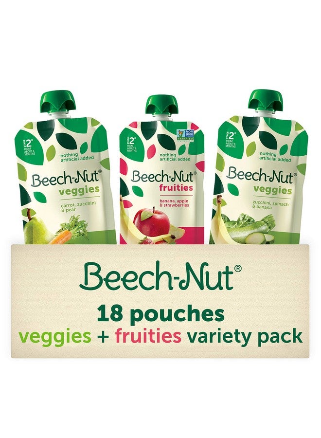 Beech-Nut Baby Food Pouches Veggies & Fruities Variety Pack, 3.5oz, 18ct - Image 1