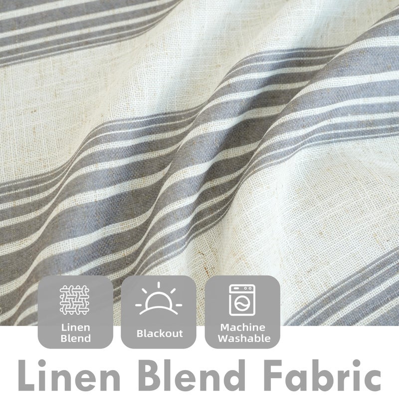 DriftAway Chris Double Layer Linen Blackout Tie Up Curtains Thermal Insulated Fully Lined Vertical Striped Balloon Roman Shade Bathroom Window Adjustable Rod Pocket 45 Inch by 63 Inch Gray - Image 3