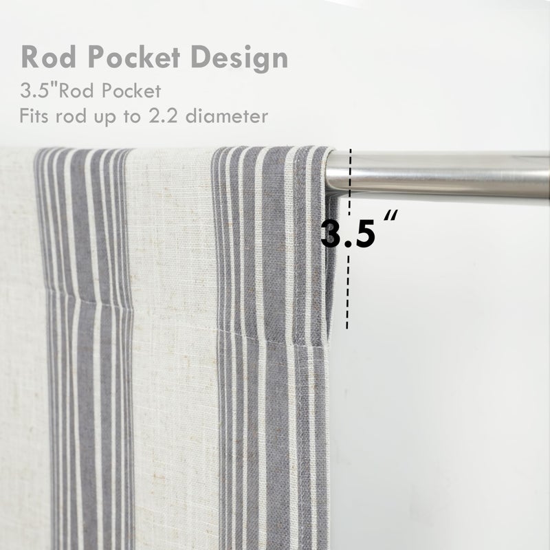 DriftAway Chris Double Layer Linen Blackout Tie Up Curtains Thermal Insulated Fully Lined Vertical Striped Balloon Roman Shade Bathroom Window Adjustable Rod Pocket 45 Inch by 63 Inch Gray - Image 5