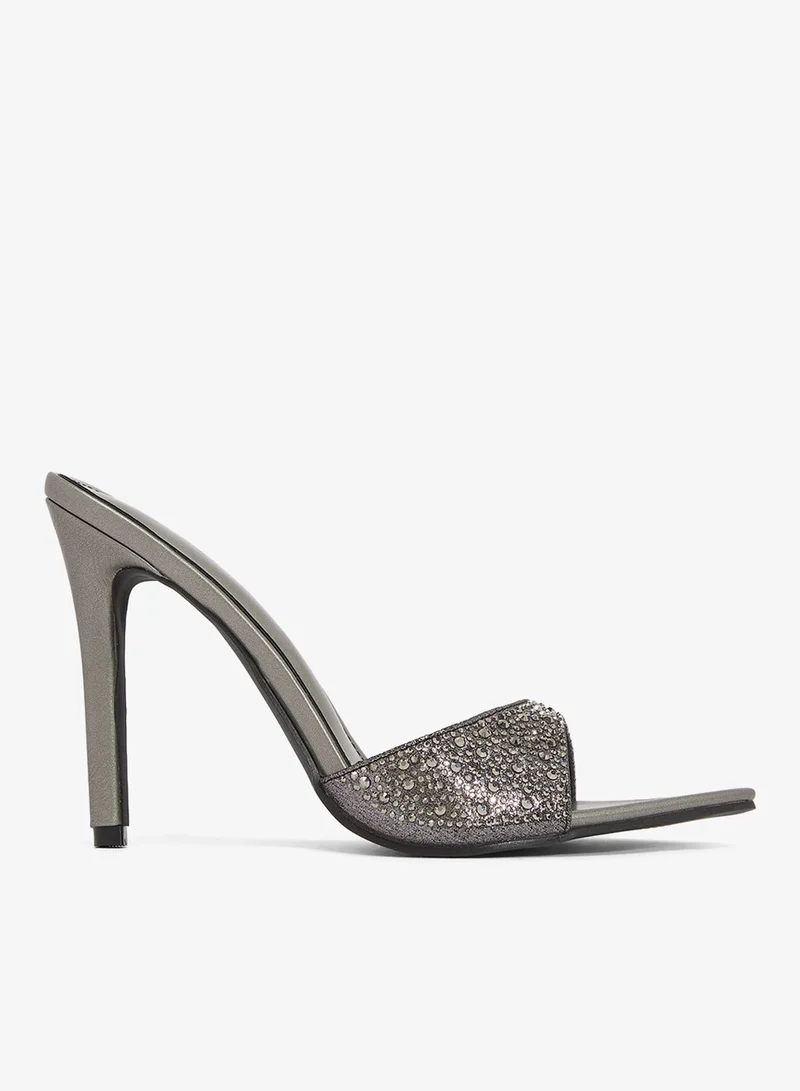 Ella Limited Edition Silver Silver Pointed Toe Rhinestone Embellished High Heels for Women | Best Price UAE