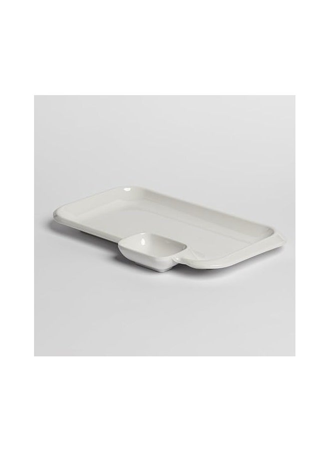 Generic - Melamine Divided Plate Multi Use For French Fries Sushi Desserts Sauces Snacks White Easy Storage Break-Resistant Divided Plate | Break-resistant Melamine Divided Plate - Image 1