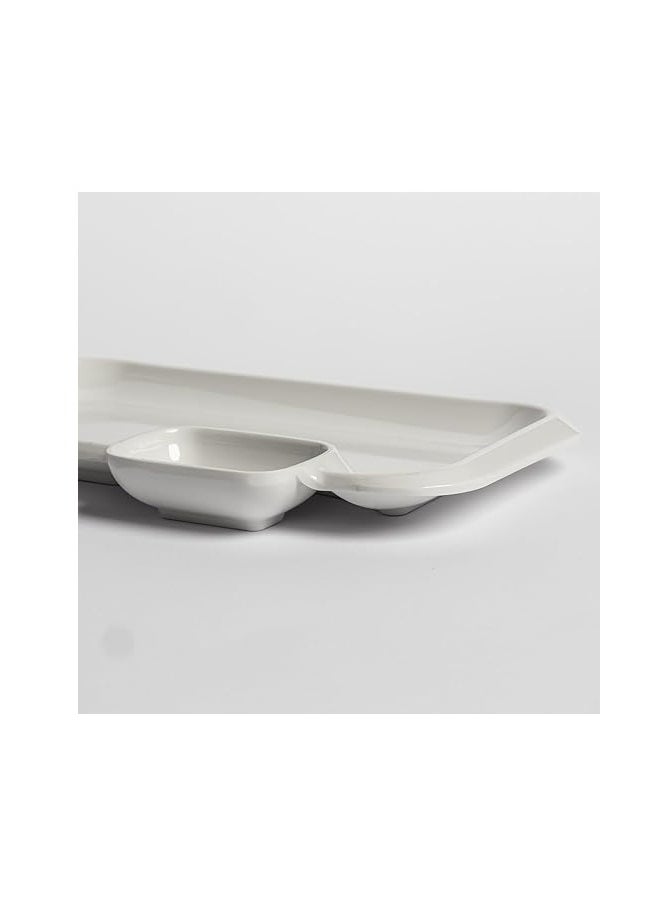 Generic - Melamine Divided Plate Multi Use For French Fries Sushi Desserts Sauces Snacks White Easy Storage Break-Resistant Divided Plate | Break-resistant Melamine Divided Plate - Image 1