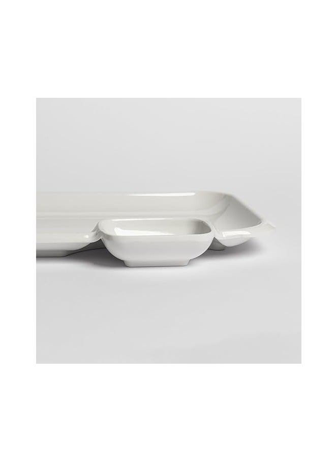 Generic - Melamine Divided Plate Multi Use For French Fries Sushi Desserts Sauces Snacks White Easy Storage Break-Resistant Divided Plate | Break-resistant Melamine Divided Plate - Image 1
