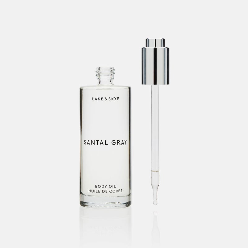 Lake & Skye Santal Gray Body Oil, 3.4 fl oz (100 ml), Hydrating with Vitamin E & Sweet Almond Oil - Woody Scent - Image 5
