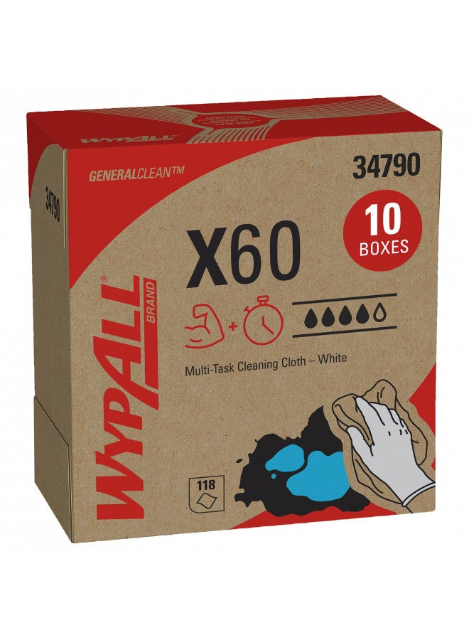 WypAll GeneralClean X60 Multi-Task Cleaning Cloths (34790), Pop-Up Box, Strong and Absorbent Towels, White (118 Sheets/Box, 10 Boxes/Case, 1,180 Sheets/Case) - Image 1