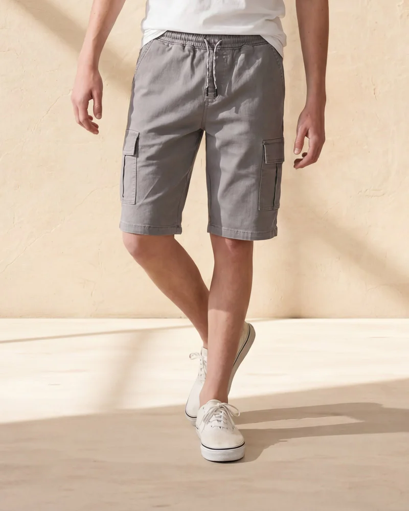 Redtag Senior Boys Grey Knit Cargo Shorts