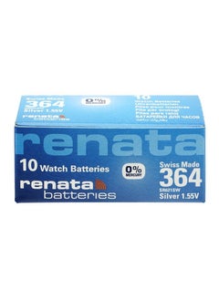 Renata Renata 364 Watch Battery (SR621SW), Silver Oxide 1.55V Battery, Pack of 10 Batteries  - Image 1