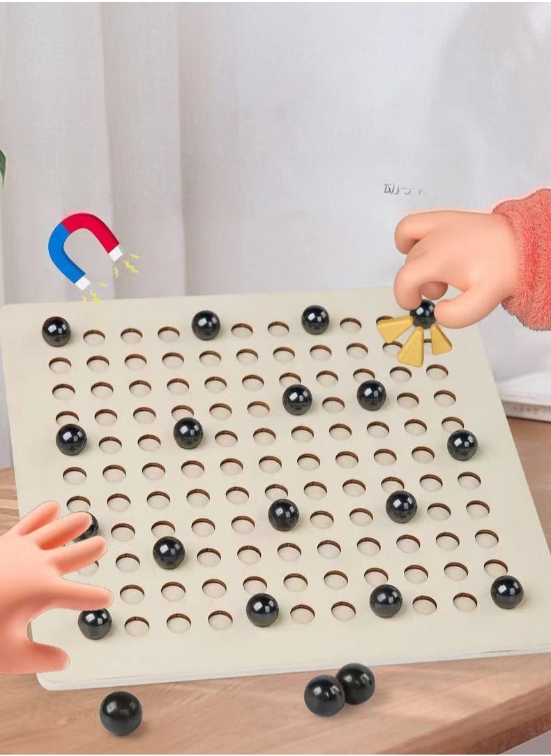 DELGREEN Magnetic Chess Game Set with Stones, Table Top Magnet Chess Board Game, Magnetic Strategy Game with Rocks  - Image 2
