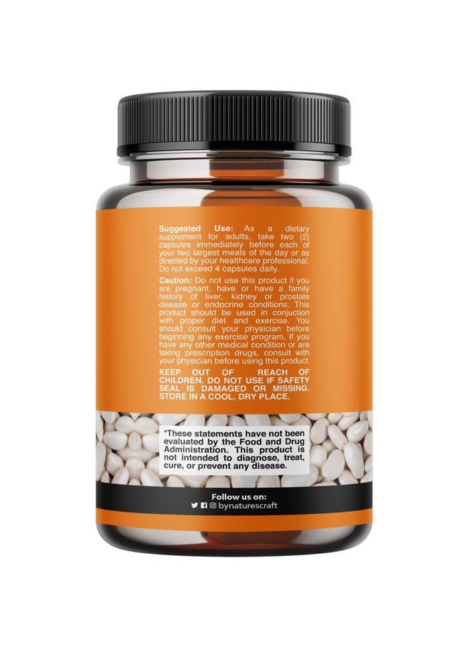 White Kidney Bean Extract Carb Blocker - White Kidney Beans Supplement for Weight Loss & Reduce Calories from Starchy Food - Glucose Support & Carb Control Supplements - 60 Capsules