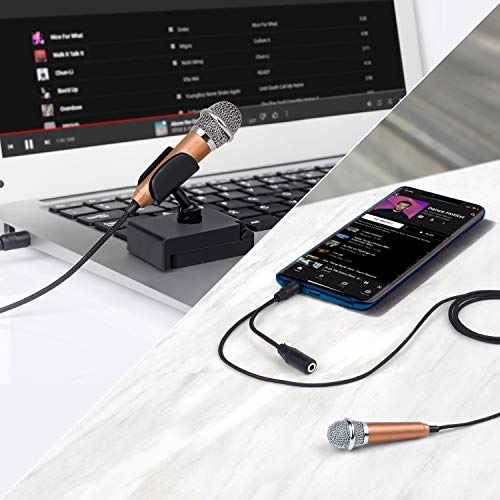 Uniwit Mini Portable Vocal/Instrument Microphone for Voice Video Recording Singing,Vlogging, Podcasting, Tiny Microphone for iPhone Android Phone Computer Latop Notebook Tablet iPad(Golden) - Image 4