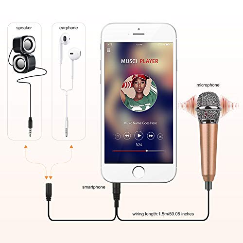 Uniwit Mini Portable Vocal/Instrument Microphone for Voice Video Recording Singing,Vlogging, Podcasting, Tiny Microphone for iPhone Android Phone Computer Latop Notebook Tablet iPad(Golden) - Image 3