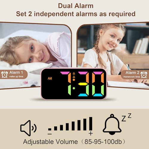 Topski Loud Alarm Clocks for Bedrooms Heavy Sleepers, Digital Clock with Night Light, Large Display, Dual Alarm, Snooze, Dimmable Bedside Alarm Clock for Kids Teens Boys Girls - Image 5