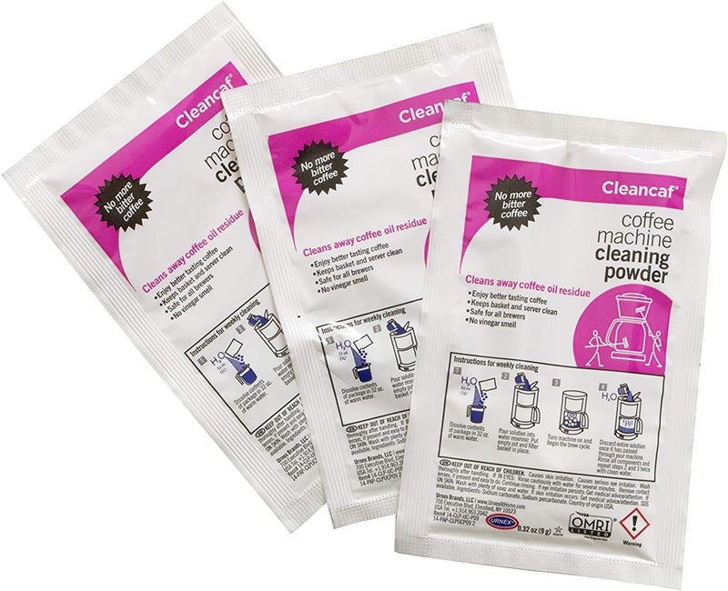 Urnex منظف ماكينة القهوة وآلة الإسبريسو Cleancaf - 3 عبوات - آمن على Keurig و Delonghi و Nespresso و Ninja و Hamilton Beach و Mr Coffee و Braun - Image 3