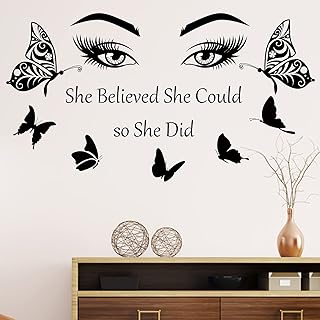 Sinekong Inspirational Wall Decal Quotes Eyelash Eyes Wall Stickers Motivational Word Letter Decals She Believe She - Image 1