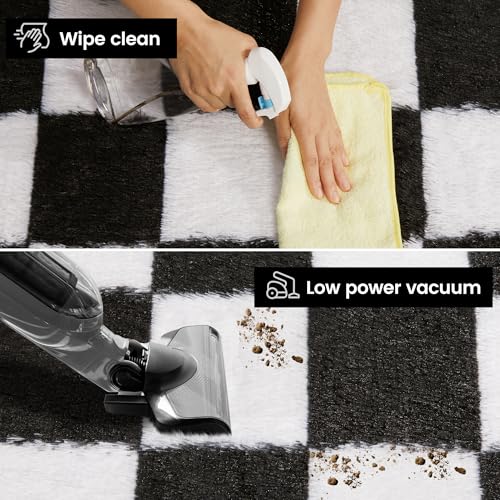 TOOHUB Super Soft Rug for Bedroom, 5x7 Ft Black and White Area Rug Classic Checkered Shaggy Anti-Skid High Pile Soft Fluffy Rug Fuzzy Carpet for Living Room Bedroom Kids Room Nursery, Dorm Home Decor - Image 3