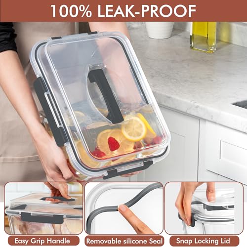 Razab 6500ml / 220 Oz / 28 Cups Extra Large Glass Food Storage Containers with Lids - Leakproof Glass Meal Prep Containers with Locking Lids for Roasting & Storing Leftover - Microwave & Oven Safe - Image 4
