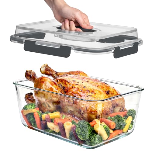 Razab 6500ml / 220 Oz / 28 Cups Extra Large Glass Food Storage Containers with Lids - Leakproof Glass Meal Prep Containers with Locking Lids for Roasting & Storing Leftover - Microwave & Oven Safe - Image 1