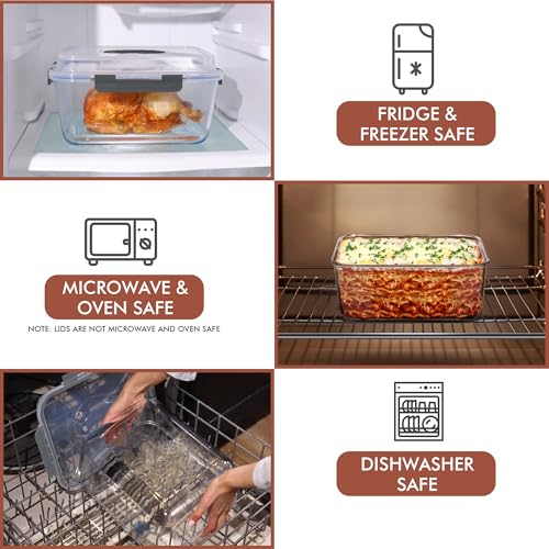 Razab 6500ml / 220 Oz / 28 Cups Extra Large Glass Food Storage Containers with Lids - Leakproof Glass Meal Prep Containers with Locking Lids for Roasting & Storing Leftover - Microwave & Oven Safe - Image 5