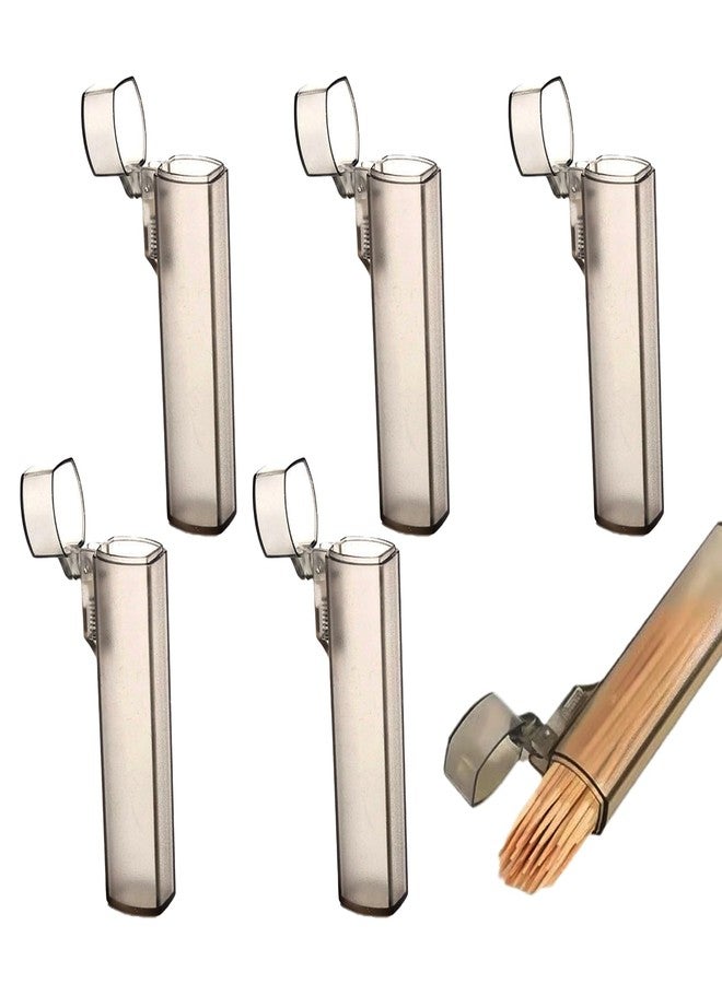 KGCGJVB 5Pcs Pocket Toothpick Holder Portable Tooth Pick Case with Lid Compact Toothpicks Holders for Purse Travel Camping Picnic Easy to Carry Tooth Pick Container Box for Outdoor Use - Image 1