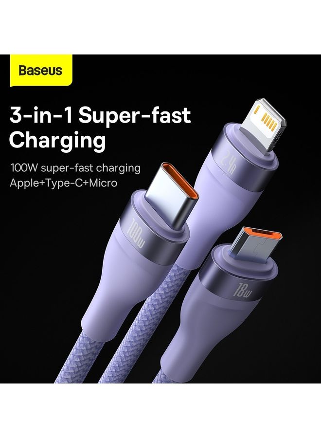 Baseus Fast Charging USB Type C 100W, Lightning Charge for iPhone 14 Pro Max, and Micro 18W, Data Cable 1.2M Compatible for Apple 13 12 11, MacBook, iPad, Samsung, Huawei, and More Purple - Image 3