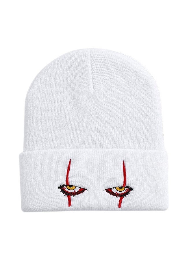 Generic - Pennywise Embroidered Knit Cap Scary Clown Eyes Warm Hip-Hop Beanie White - Image 1
