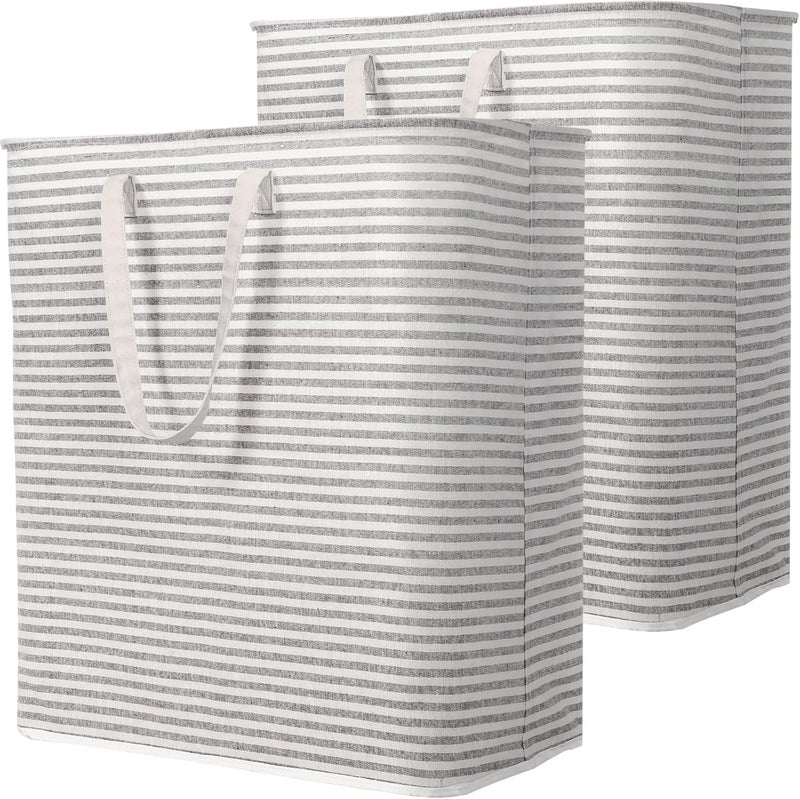 Lifewit 100L Freestanding Laundry Hamper, Collapsible Waterproof Large Laundry Basket with Easy Carry Extended Handles for Clothes, Towels, Toys, Grey, 2 Packs - Image 1