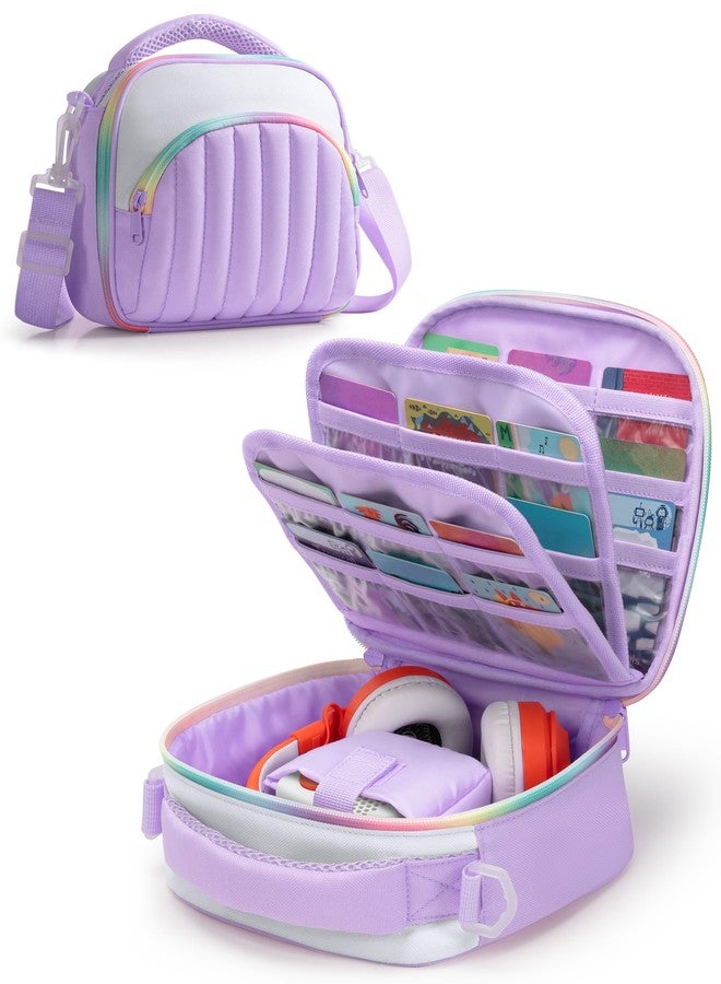 Marscamd Quilted Travel Case Compatible with Yoto Mini (with 33 Card Slots), Carrying Case Compatible with 2024 Yoto Mini, Headphone and Accessories, Purple - Image 1