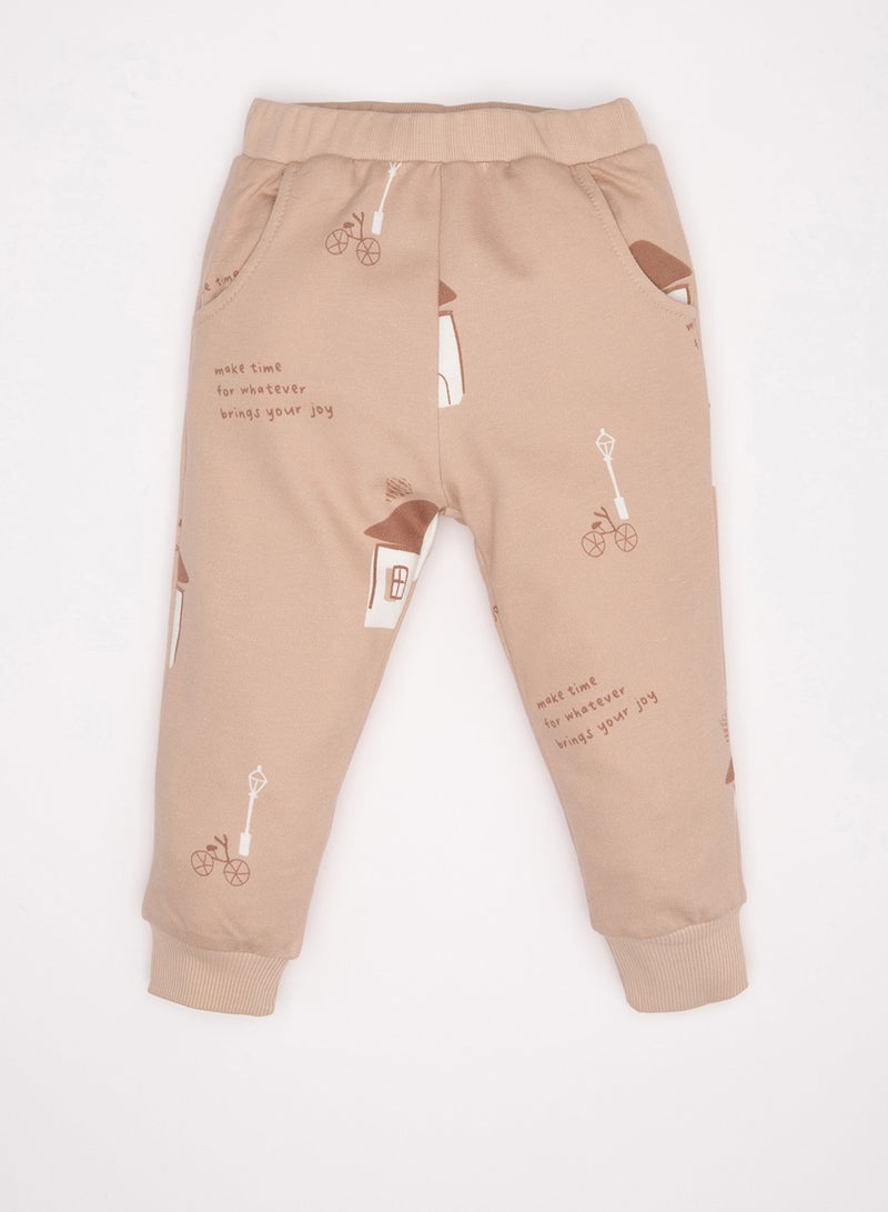 DeFacto Printed Crew Neck Sweatshirt Elastic Waist Jogger Pants 2-Piece Set - Image 3