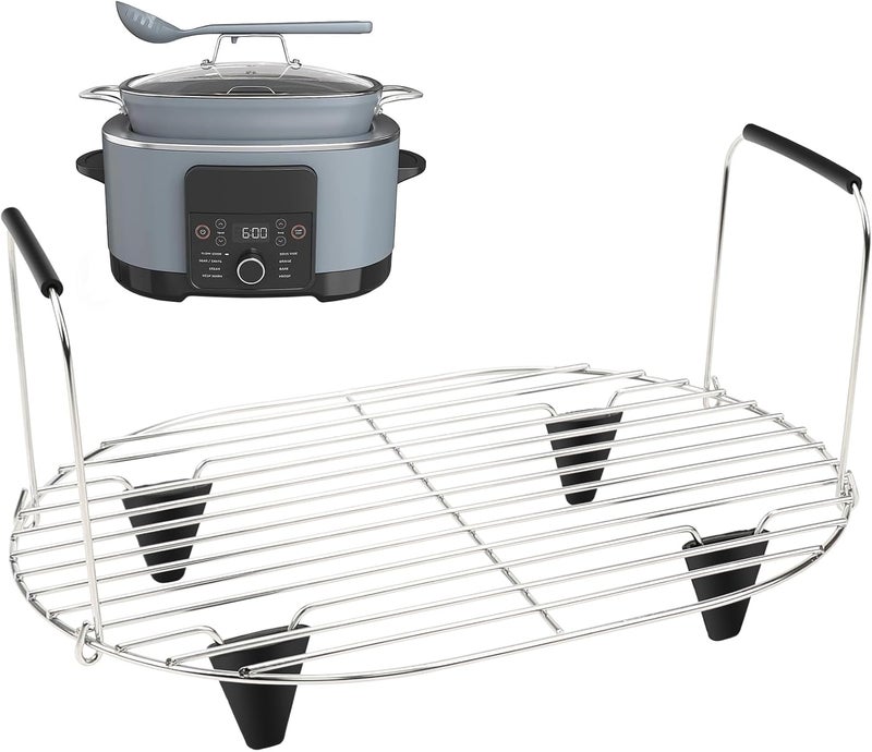 BYKITCHEN Roast and Steamer Rack Compatible with Ninja Foodi Possible Cooker Pro 8.5 Quart MC1000, MC1001, MC1010 Slow Cooker Crock, Ninja Possible Cooker Pro Accessories with Silicone Feet & Handles - Image 1