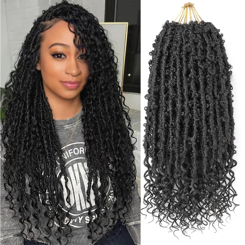 Aipin Butterfly Locs Goddess Locs Crochet Hair With Curly Ends 18 Inch Distressed Faux Locs Soft Locs Crochet Hair For Black Women (18 Inch, 6packs,1B#) - Image 1