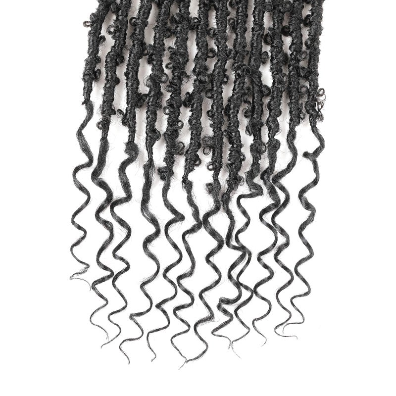 Aipin Butterfly Locs Goddess Locs Crochet Hair With Curly Ends 18 Inch Distressed Faux Locs Soft Locs Crochet Hair For Black Women (18 Inch, 6packs,1B#) - Image 4