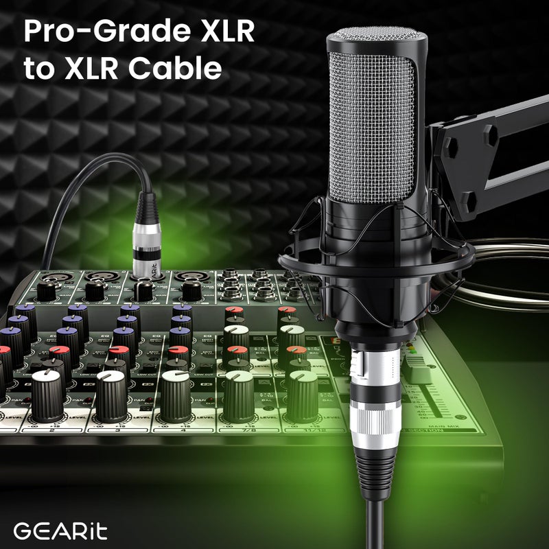 GEARit XLR Male to Female Microphone Cable (20 Feet, 2-Pack) 3-Pin Balanced Shielded Mixer, Recording Studio, Podcast - Black - Image 2