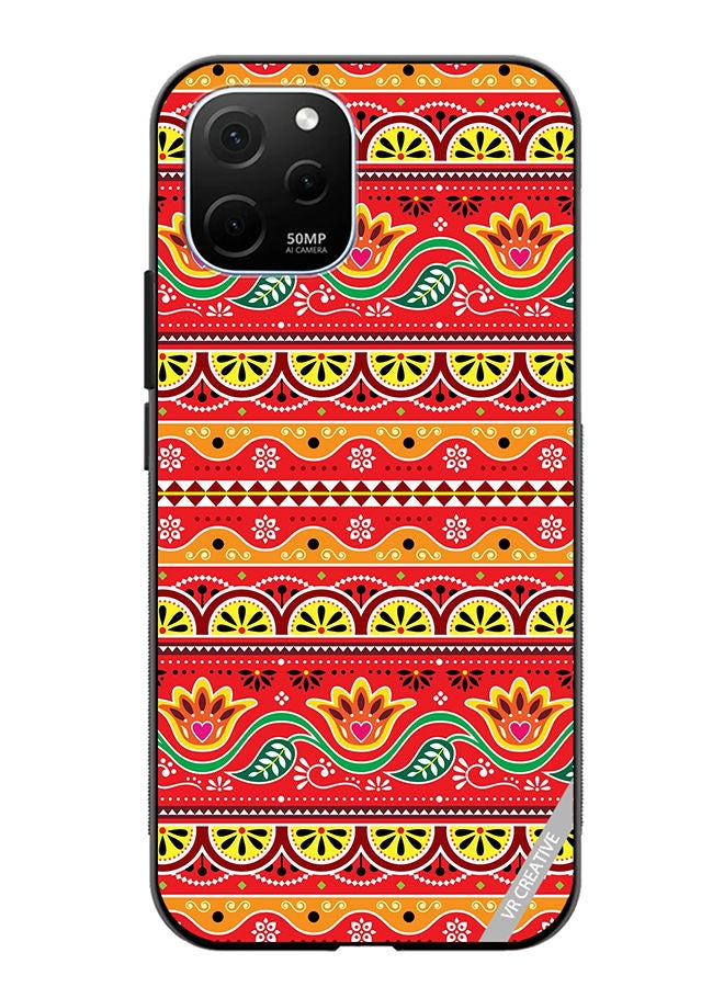 VR CREATIVE Protective Case Cover For Huawei Enjoy 50z Indian And Pakistani Flowers And Leaves In Red And Yellow Design Multicolour - Image 1