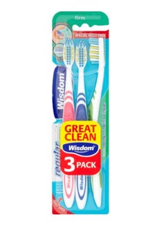 WISDOM Multicolour Regular Fresh Toothbrush Firm 3 Pcs 