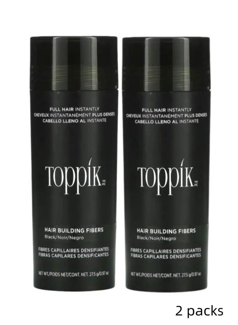 توبيك "ألياف بناء الشعر توبيك - عبوتان باللون الأسود | كيراتين طبيعي لاستعادة الشعر | يثخن الشعر فورًا ويغطي الجذور | سهل التنظيف باستخدام الشامبو" - Image 1