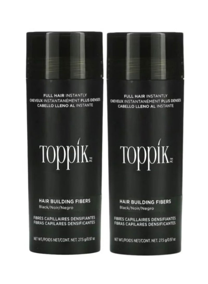 توبيك "ألياف بناء الشعر توبيك - عبوتان باللون الأسود | كيراتين طبيعي لاستعادة الشعر | يثخن الشعر فورًا ويغطي الجذور | سهل التنظيف باستخدام الشامبو" - Image 2