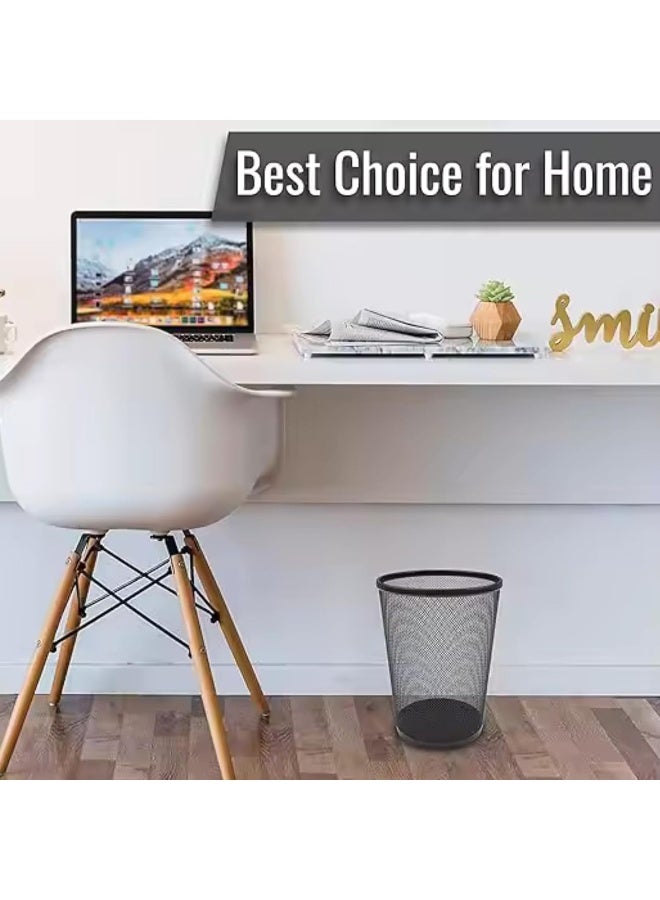 AKC Mesh Wastebasket Trash Can - Silver & Black Steel Round Bin for Office, Home, Bathroom, Bedroom - Lightweight, Durable, Open Top Garbage Can - Small/Medium/Large Sizes (6, Black - S) - Image 2